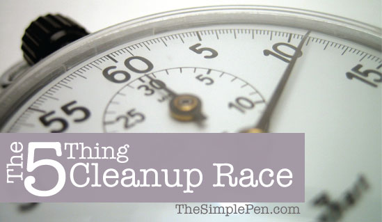 Play The 5 Thing Cleanup Race with your kids & see how quickly the house gets cleaned up! || TheSimplePen.com