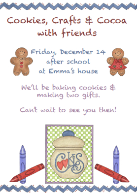 Cookies Crafts and Cocoa Party Invitation