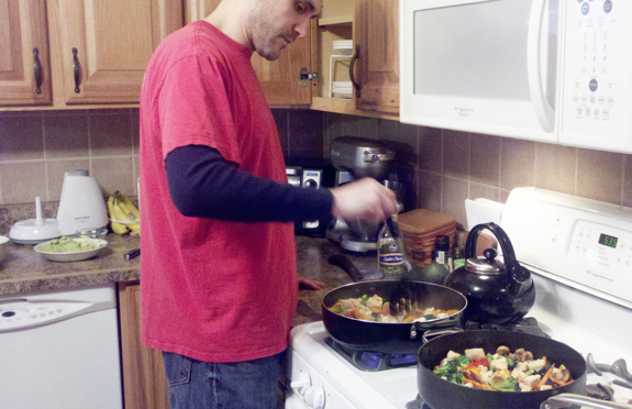 Jason Cooking Dinner